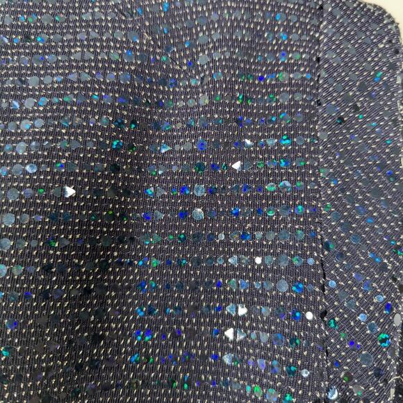 Talbot Runhof Rosin Metallic Navy Draped Gown V-Neck Cape Sleeve 6 36 Preowned - Picture 10 of 14